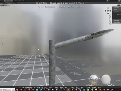 Street Light 1 Galvanized 4500mm 1F Low-poly 3D model