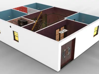 House Entry Floor Interior Design without Furnitures 3D model