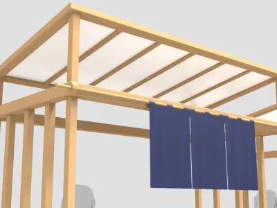 Asian Wooden Food Stands 3D model