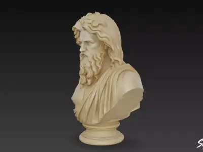 Greek God Zeus Bust Low-poly 3D model