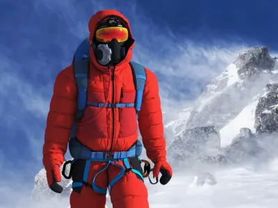  Fully Equipped Alpine Mountaineer Rigged for Maya 