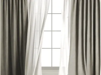 Silk and Cotton Curtain Low-poly 3D model