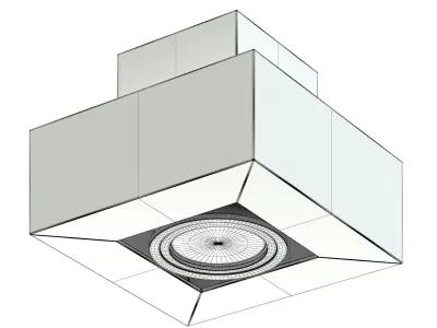 Black Rectangular Halogen Light 3D Model 3D model