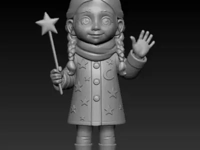 Cute Magical Girl Figurine Stylized 3D Character STL 3D print model