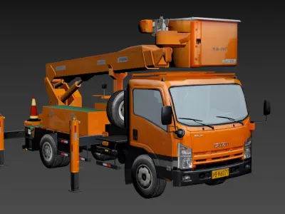 Animated-SCI FI - ISUZU boom lift Low-poly 3D model