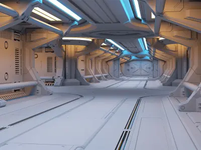 Sci-Fi Modular Corridor 2  3D model