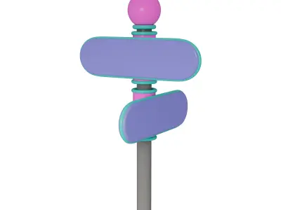 Futuristic stylized street sign and post 3D model