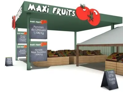 farmers market stand 3D model