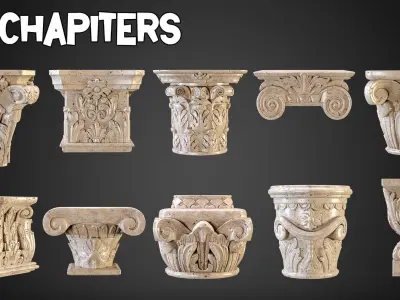 20 Chapiters  Legs  45 Ornamental Alpha Brushes Tutorials  Vol 9 Low-poly 3D model
