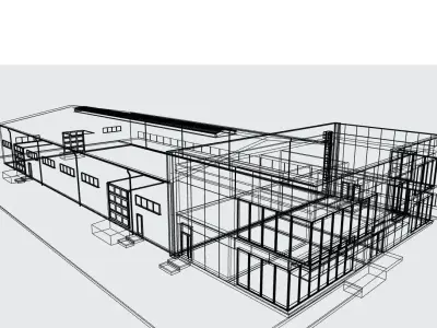 Industrial Warehouse and Office 3D Model 3D model