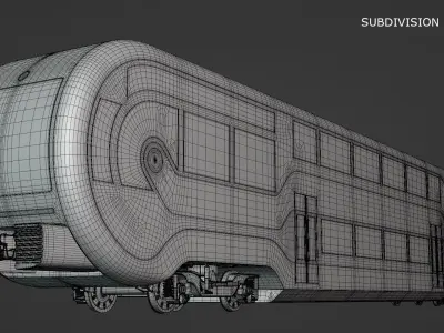 Futuristic doubledeck train 3D model