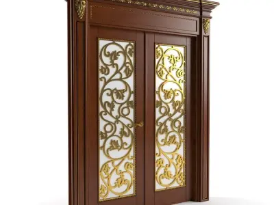 wood door Bakokko double-wing 3D model