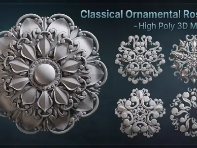 Classical Ornament Rosette - High Poly 3D Model -  3D model