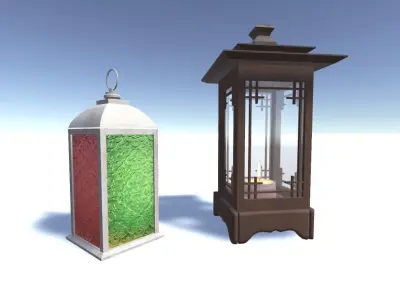 Lanterns and Candles Low-poly 3D model