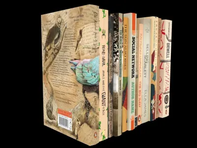 12 hardcover beige books 3D model