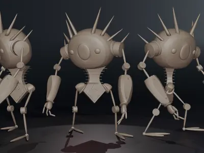 Barbed Beast Bot Low-poly 3D model
