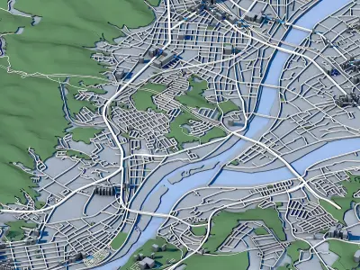 Iwakuni Cityscape Japan Kintai Bridge Samurai Castle Town  3D model