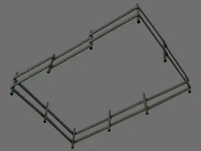 Wooden Fence 1B Low-poly 3D model