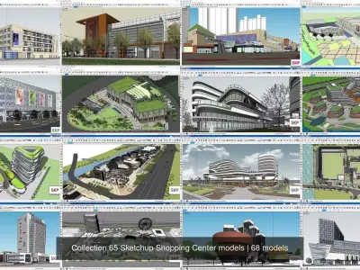 Collection 65 Sketchup Shopping Center models 3D Model Pack