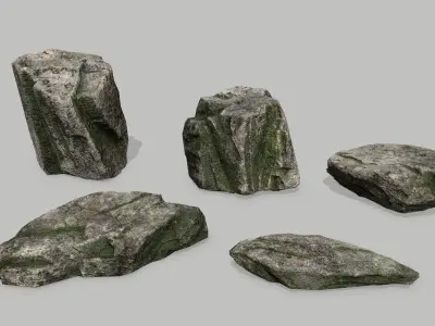 Rock Set Low-poly 3D model 2