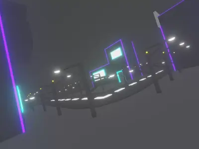 Neon city Low-poly 3D model