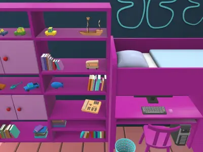 Isometric cartoon children room 08 3D model