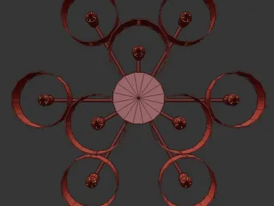 Laurent light chandelier in brass with shades 3D model