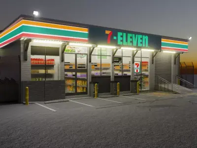 7 eleven convenience store Low-poly 3D model