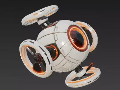 Spherical Recon Drone Low-poly 3D model