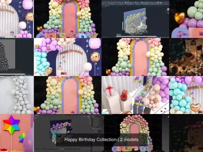 Happy Birthday Collection 3D Model Pack