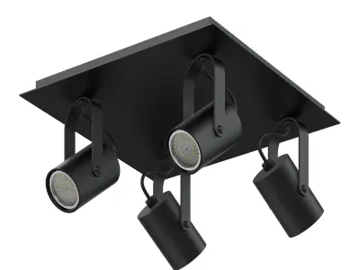 Black Quadruple Lights 3D Model 3D model