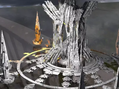 Pillars of Hercules Sci fi City 2 Low-poly 3D model