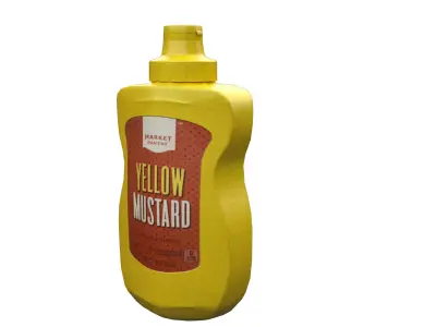 Mustard Bottle Low-poly PBR 3D model Low-poly 3D model