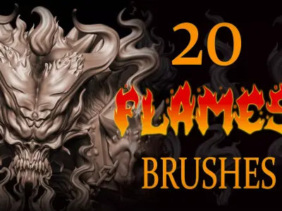 Zbrush and Blender 20 Flames Brushes 3D model
