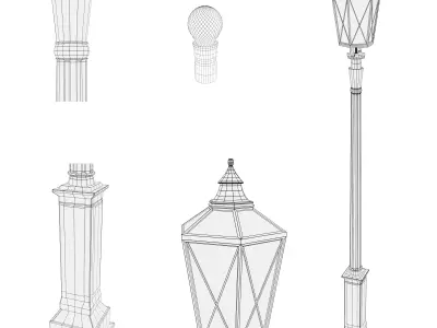 Old metal lamp post Low-poly 3D model
