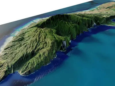 Molokai island full 3d model terrain 3D model