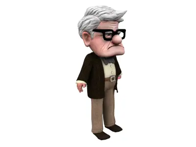 Rigged Granpa Old Man Character Low-poly 3D model