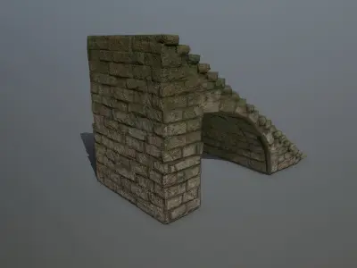 stairs brick wall Low-poly 3D model