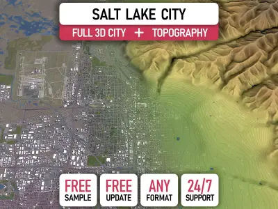 Salt Lake City - Topography Terrain 3D City 3D Model Pack