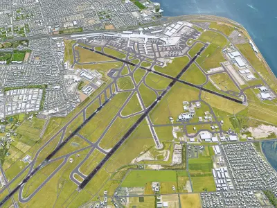 Copenhagen Kastrup Airport 15km Low-poly 3D model