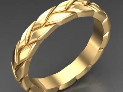 Light Gold Diamond Men Ring 2MR040 3D model