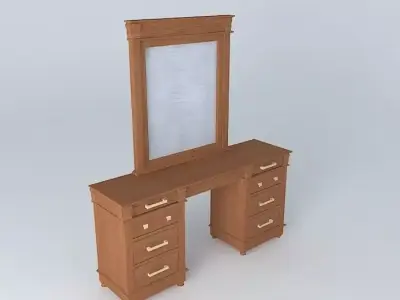Lowboy dressing table with mirror and drawers Free 3D model