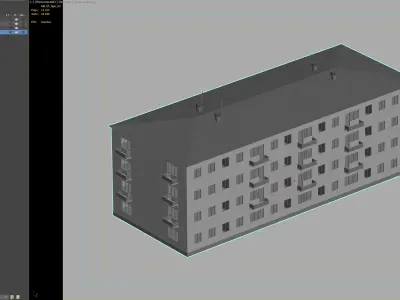 Soviet-style residential building with balconies 3D model
