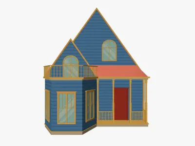 Cartoon House 2 Low-poly 3D model
