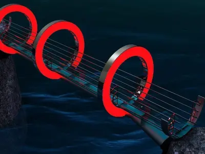 Bridge over ocean with rings Free 3D model