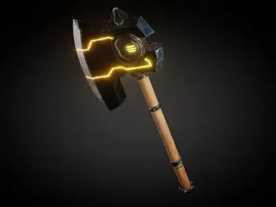 Scifi Battle Axe Low-poly 3D model