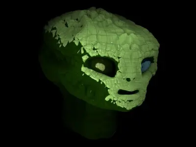 Alien Head Low - High Poly LOD Pack OBJ and FBX Low-poly 3D model
