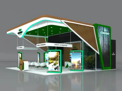 Booth Exhibition Stand Stall 10x10m Height 500 cm 3 Side Open 3D model