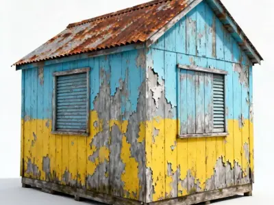 Weathered Wooden Fisherman Shack 3D Model Low-poly 3D model