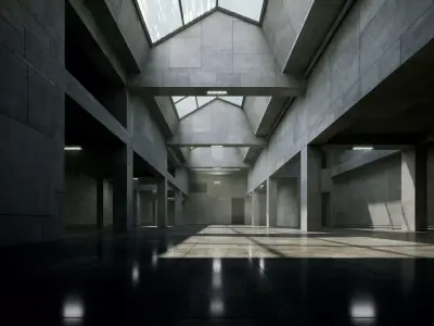 Brutalist Skylight Atrium - Architectural Background - V3U4 Low-poly 3D model